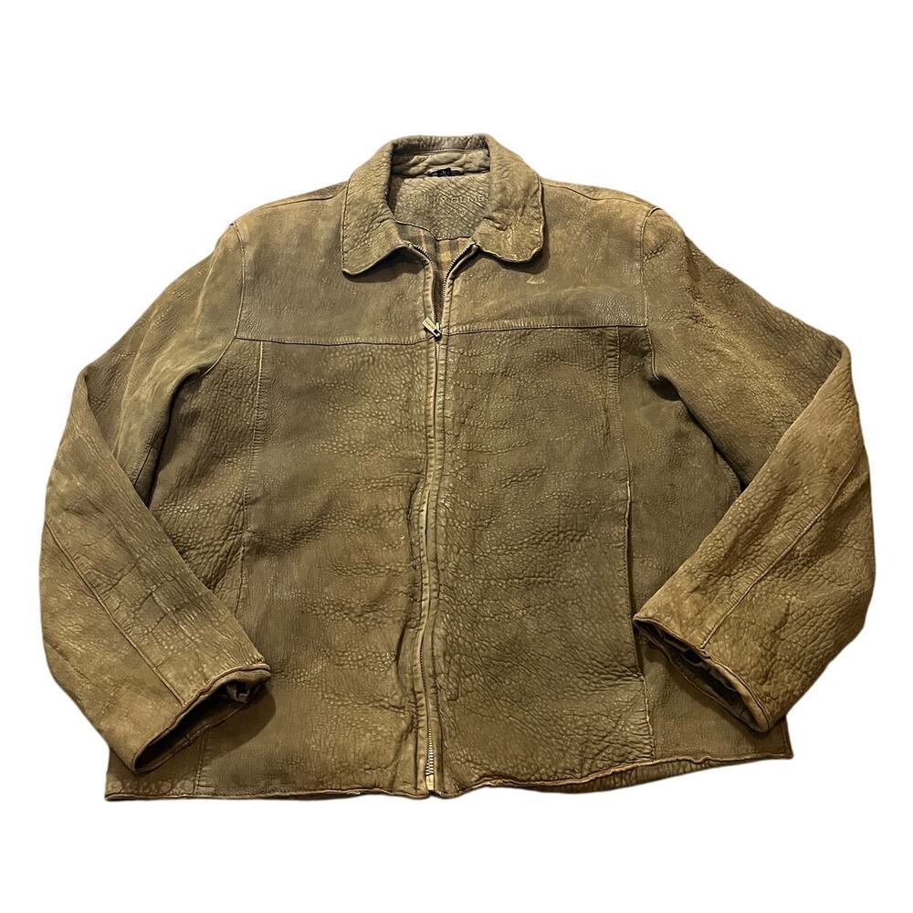 Reilly Olmes Mens Leather Jacket Plaid Lined Full‎ Zip Retro Size Large